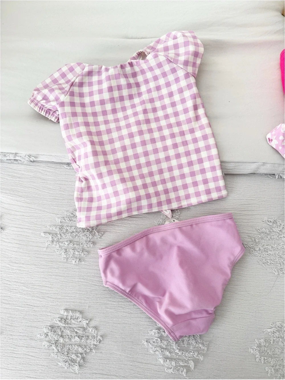 Carter's purple plaid checkered short sleeve two piece bathing suit size 2T